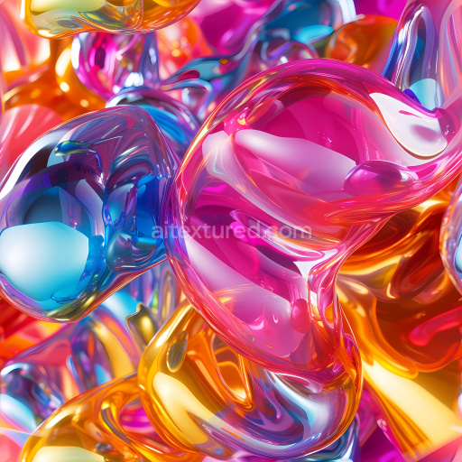 Seamless 3D Inflated Bubble PBR Texture with Translucent Colorful Surfaces