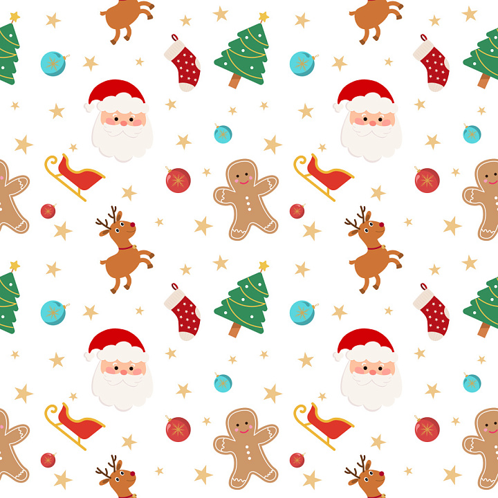 Pattern with Festive Christmas Icons and Playful Motifs seamless PBR texture preview