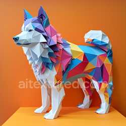 seamless Seamless 3D PBR Texture of Colorful Origami-Inspired Canadian Eskimo Dog Fur texture 8k free download PBR