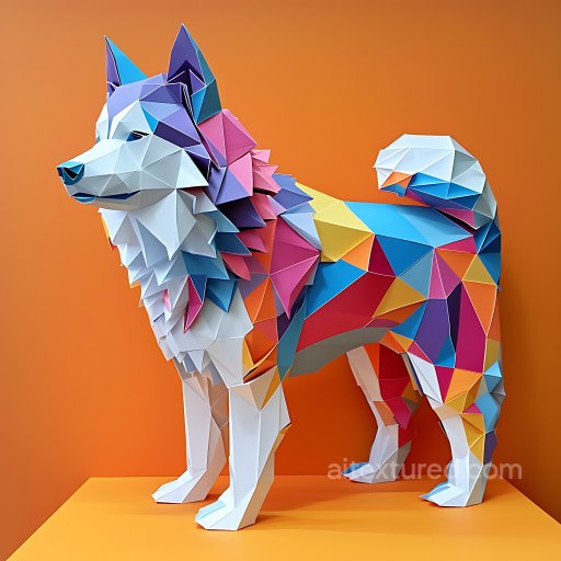 Animal - Seamless 3D PBR Texture of Colorful Origami-Inspired Canadian Eskimo Dog Fur texture preview