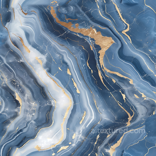 Glossy Blue Marble Texture with White Swirling and Gold Veins seamless Marble PBR texture