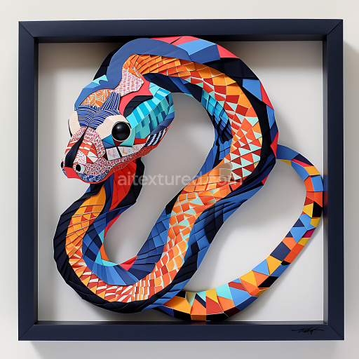 Seamless 3D PBR Texture of Vibrant Geometric Boa Constrictor Skin Pattern