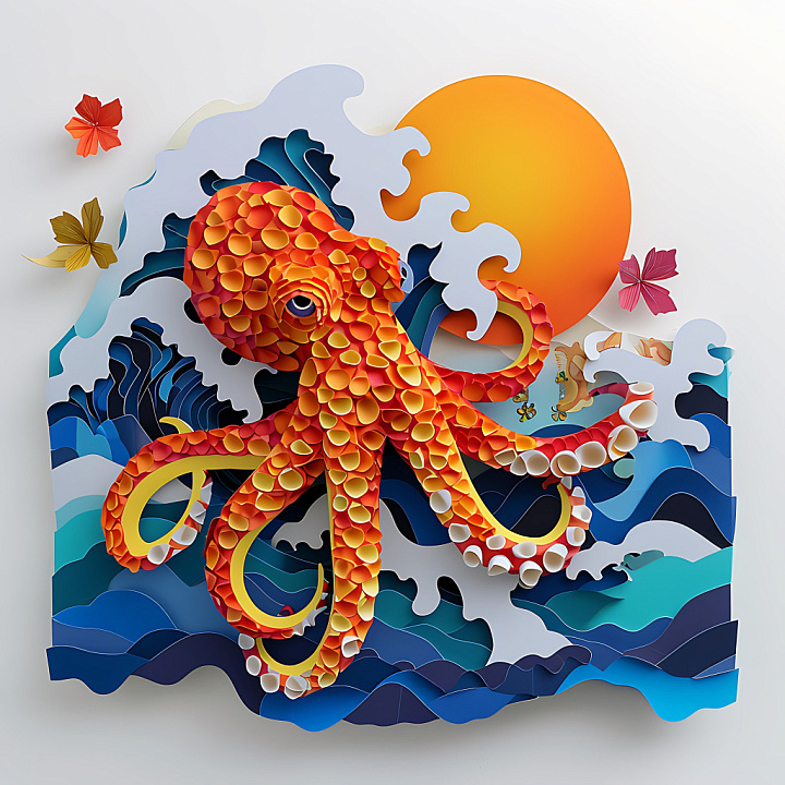 Animal of Bright Orange Cephalopod Scale Pattern seamless PBR texture preview