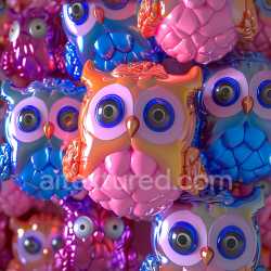 seamless Seamless 3D Inflated PBR Texture Featuring Colorful Puffy Owl Plush Design texture 8k free download PBR