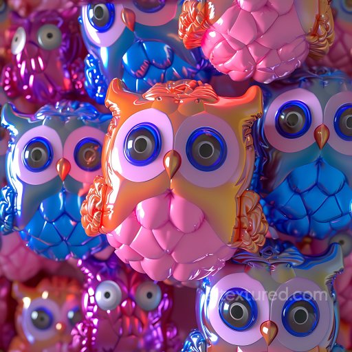 Inflated Vinyl Owl Panels PBR Texture in Vibrant Multicolor seamless Inflated PBR texture