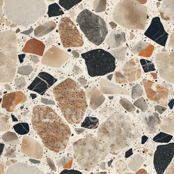 seamless Seamless 3D Terrazzo Stone Tile PBR Texture with Mixed Neutral and Earth Tones texture 8k free download PBR