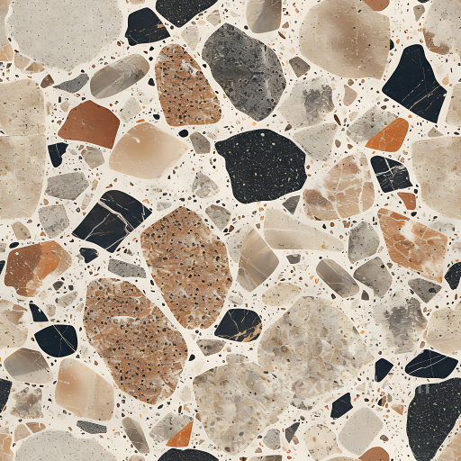 Terrazzo Stone Tile PBR Texture with Mixed Neutral and Earth Tones seamless Stone PBR texture