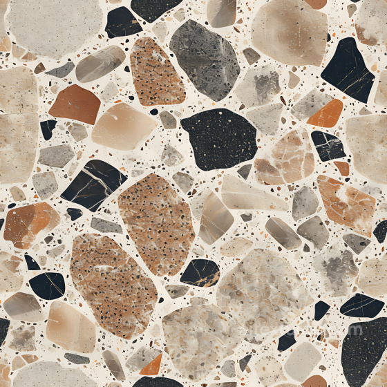 Terrazzo Stone Tile PBR Texture with Mixed Neutral and Earth Tones Stone texture preview