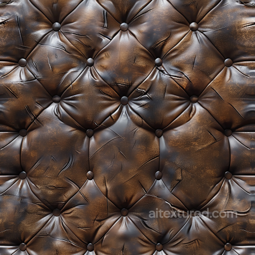 Vintage Brown Distressed Leather PBR Texture with Button-Tufted Upholstery seamless Leather PBR texture
