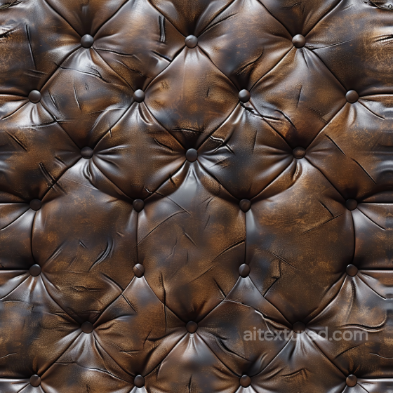 Vintage Brown Distressed Leather PBR Texture with Button-Tufted Upholstery Leather texture preview