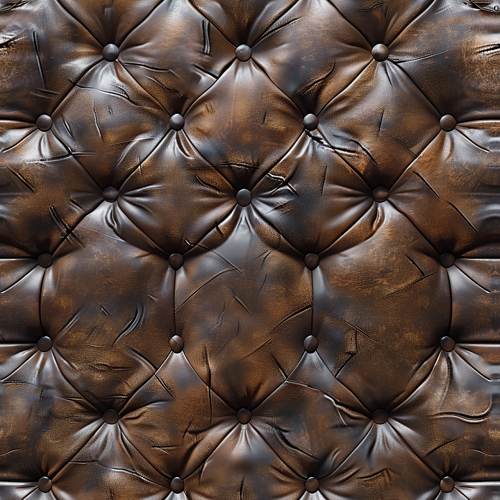 Vintage Brown Distressed Leather with Button-Tufted Upholstery seamless PBR texture preview