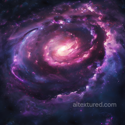 of a Spiral Galaxy with Vibrant Purple Nebula Clouds seamless Star, space, planets PBR texture