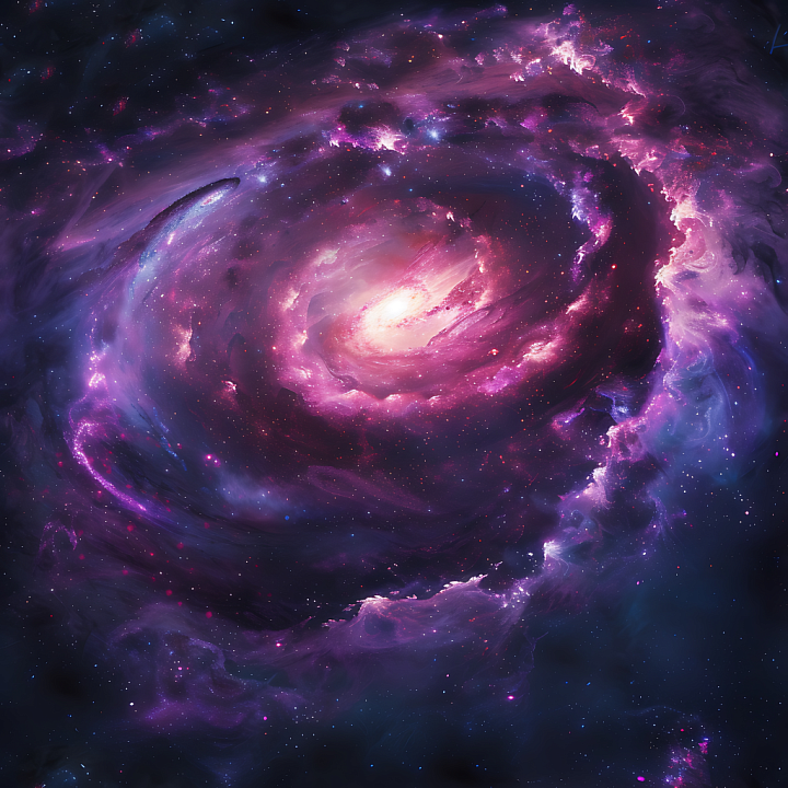 of a Spiral Galaxy with Vibrant Purple Nebula Clouds seamless PBR texture preview