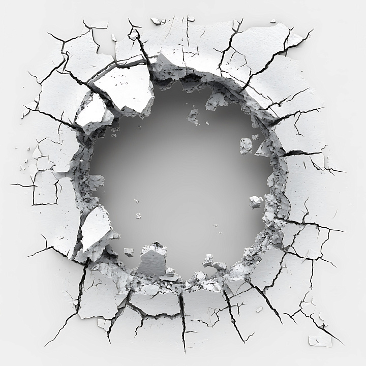 Cracked And Holed White Plaster With Detailed Fractures seamless PBR texture preview