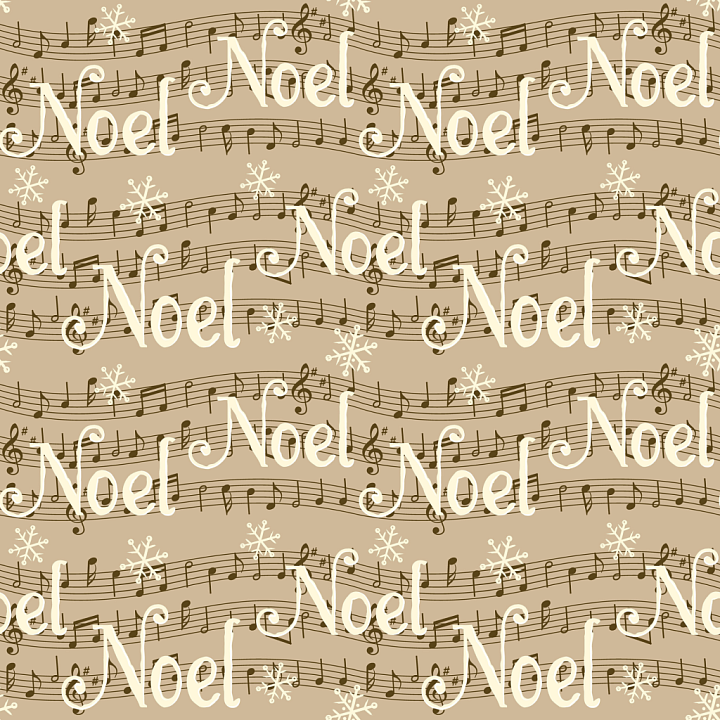 Vintage Paper Featuring Noel Script and Sheet Music Pattern seamless PBR texture preview