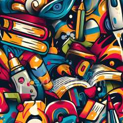 seamless Seamless 3D PBR Graffiti Texture Featuring Vibrant Colorful Urban Art Elements texture 8k free download PBR