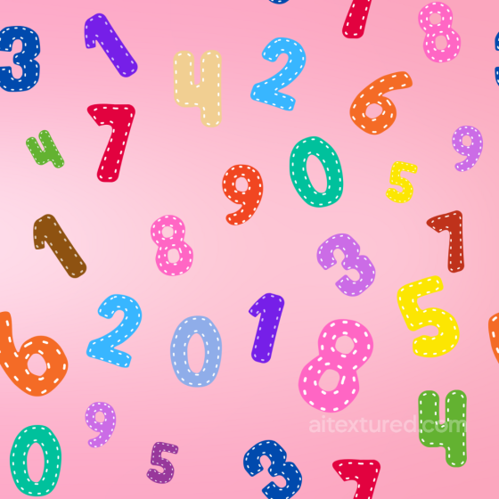 Fabric Texture With Colorful Stitched Numbers On Pink Background Baby girl texture preview