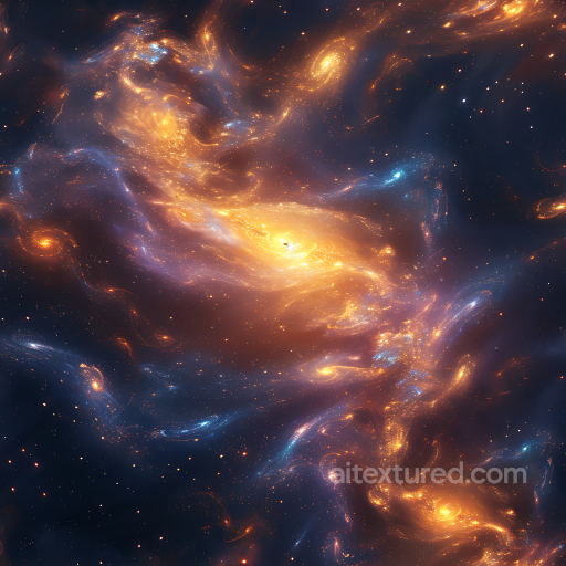 Space PBR Texture of Radiant Galaxy Clouds with Swirling Nebulae seamless Star, space, planets PBR texture
