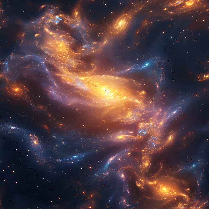Space of Radiant Galaxy Clouds with Swirling Nebulae seamless PBR texture preview