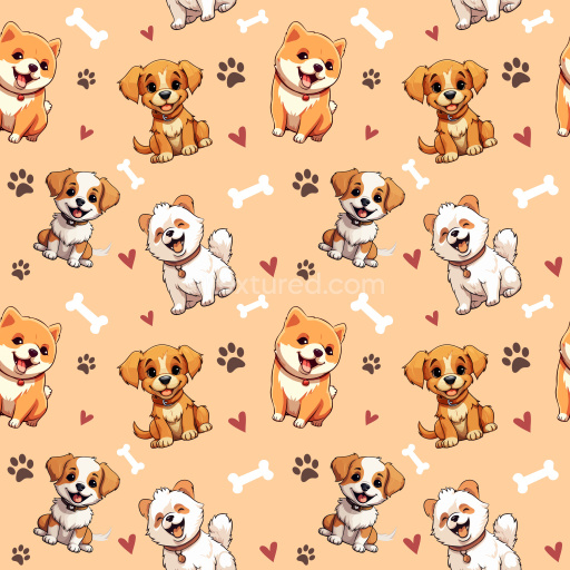 Pattern Bundle - Seamless 3D Pattern PBR Texture Featuring Playful Cartoon Dogs and Icons texture preview