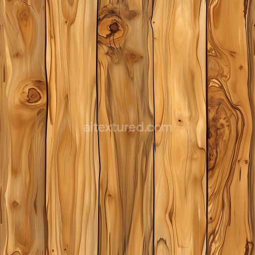 Seamless 3D Honey Pine Wood Planks PBR Texture with Distinctive Knots and Grain