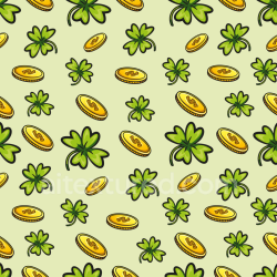 seamless Seamless 3D PBR Texture of Cartoon-style Clovers and Golden Coins texture 8k free download PBR