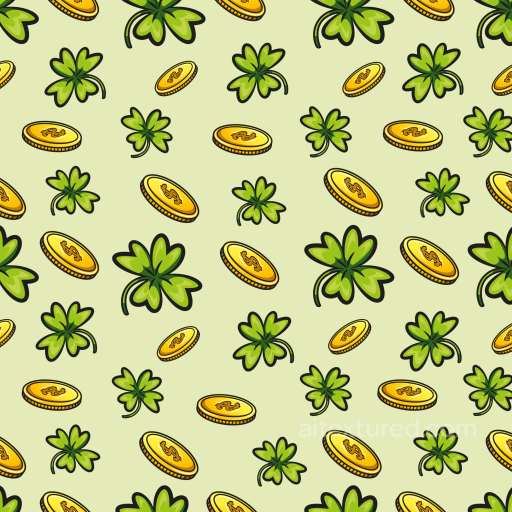St Patrick Digital Paper Bundle Texture of Cartoon-style Clovers and Golden Coins seamless St patrick digital paper bundle PBR texture