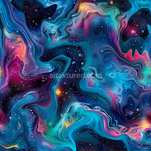 Seamless 3D Space PBR Texture Featuring Vivid Cosmic Nebula Swirls and Starfield