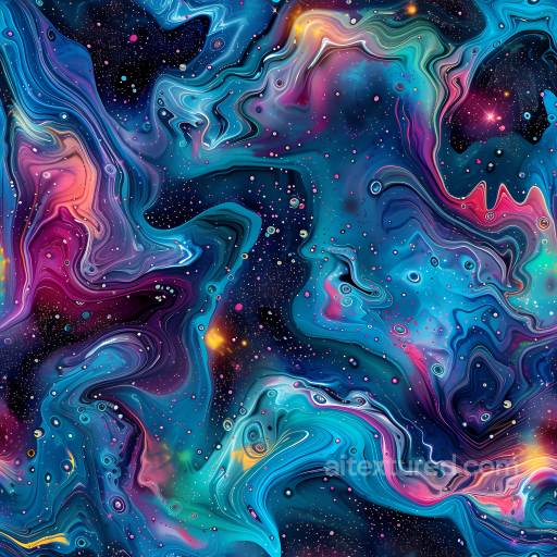 Space PBR Texture Featuring Vivid Cosmic Nebula Swirls and Starfield seamless Star, space, planets PBR texture