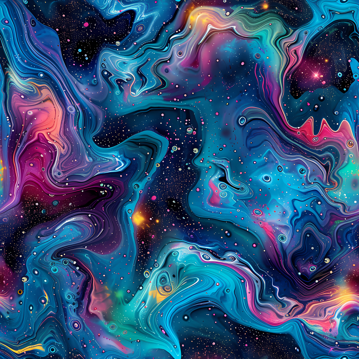 Space Featuring Vivid Cosmic Nebula Swirls and Starfield seamless PBR texture preview