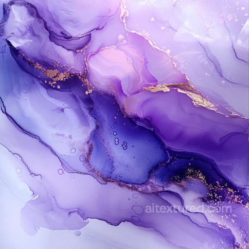 Alcohol Ink PBR Texture Featuring Flowing Purple and Gold Swirls seamless Alcohol ink PBR texture
