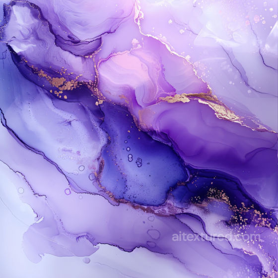 Alcohol Ink PBR Texture Featuring Flowing Purple and Gold Swirls Alcohol ink texture preview