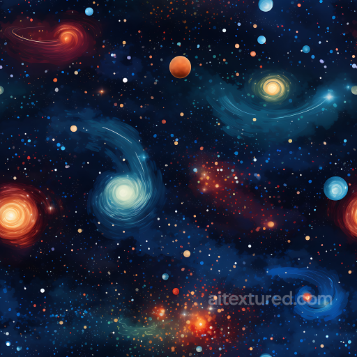Space PBR Texture Featuring Vibrant Galactic Nebulae and Starfield seamless Star, space, planets PBR texture