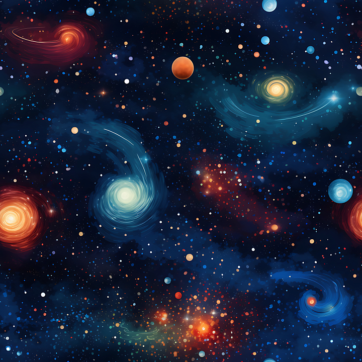 Space Featuring Vibrant Galactic Nebulae and Starfield seamless PBR texture preview