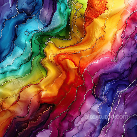Alcohol Ink PBR Texture with Vibrant Rainbow Fluid Waves and Fine Veins Alcohol ink texture preview