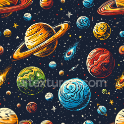 seamless Seamless 3D Stylized Space PBR Texture Featuring Colorful Planets and Starry Sky texture 8k free download PBR