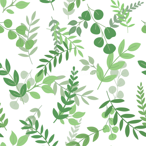 Seamless 3D PBR Texture Featuring Watercolor-Style Greenery Leaves