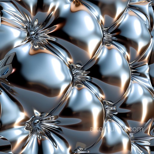 Inflated Metallic Bubble PBR Texture with Reflective Surface seamless Inflated PBR texture