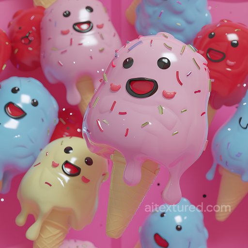 Inflated Glossy Candy Pop PBR Texture with Sprinkles seamless Inflated PBR texture