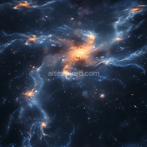 Seamless 3D Galactic Nebula PBR Texture Featuring Glowing Cosmic Clouds and Starfield
