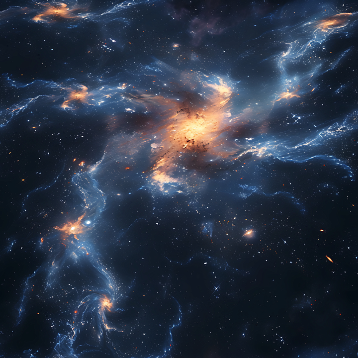 Galactic Nebula Featuring Glowing Cosmic Clouds and Starfield seamless PBR texture preview