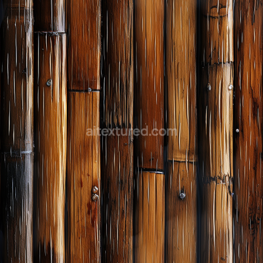 Seamless 3D PBR Texture of Polished Vertical Bamboo Culms in Warm Browns