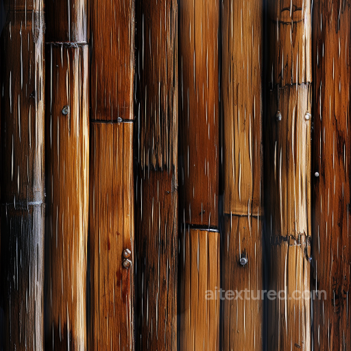 Polished Vertical Bamboo Culms in Warm Browns Seamless Texture seamless Bamboo PBR texture