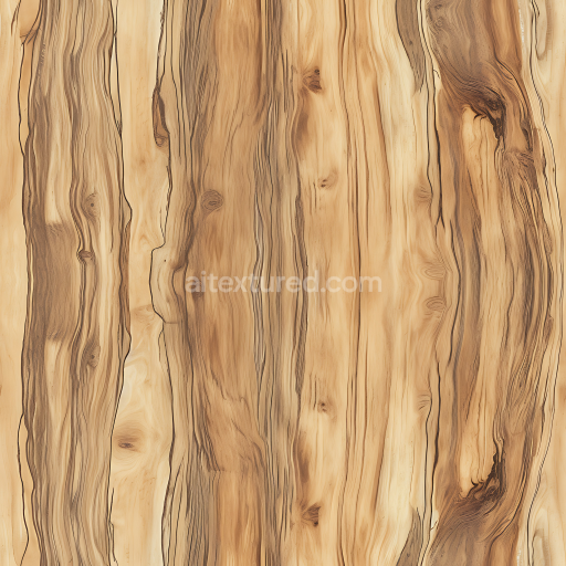 Seamless 3D PBR Texture of Natural Hickory Wood Planks with Dynamic Grain and Knots