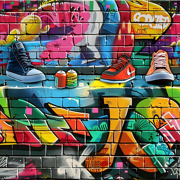 Vibrant Multi-Color Graffiti on Brick Wall seamless PBR texture preview