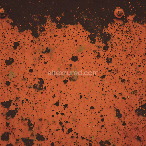 Seamless 3D Cracked and Holes PBR Texture of Rusty Orange Metal Plate with Corrosion Details
