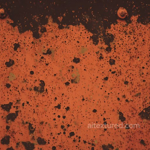 Cracked and Holes PBR Texture of Rusty Orange Metal Plate with Corrosion Details seamless Rust PBR texture