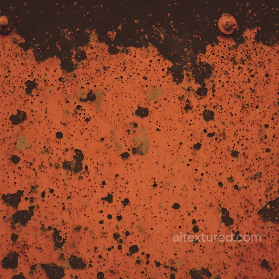 Cracked and Holes PBR Texture of Rusty Orange Metal Plate with Corrosion Details Rust texture preview