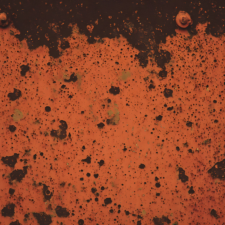 Cracked and Holes of Rusty Orange Metal Plate with Corrosion Details seamless PBR texture preview