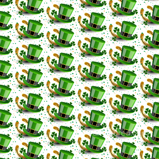 Cartoon Style St Patrick Green Hat and Shamrocks Seamless Texture seamless St patrick PBR texture